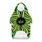 Psychedelic Cannabis Leaf Print Dog Zip Up Hoodie