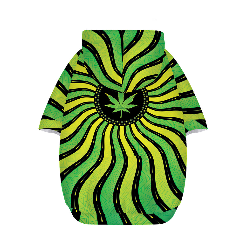 Psychedelic Cannabis Leaf Print Dog Zip Up Hoodie