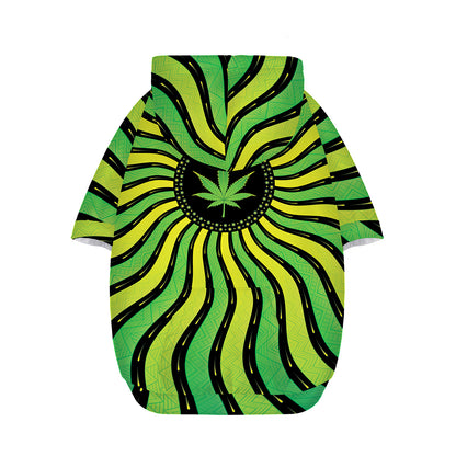 Psychedelic Cannabis Leaf Print Dog Zip Up Hoodie