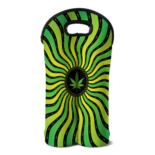 Psychedelic Cannabis Leaf Print Double Neoprene Wine Tote