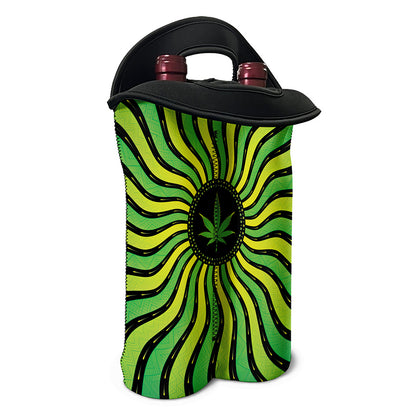 Psychedelic Cannabis Leaf Print Double Neoprene Wine Tote