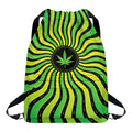 Psychedelic Cannabis Leaf Print Drawstring Backpack