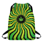 Psychedelic Cannabis Leaf Print Drawstring Backpack