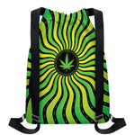 Psychedelic Cannabis Leaf Print Drawstring Backpack