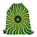 Psychedelic Cannabis Leaf Print Drawstring Bag