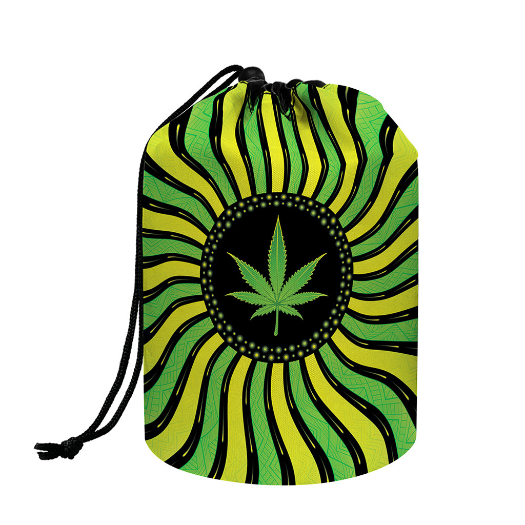 Psychedelic Cannabis Leaf Print Drawstring Makeup Bag
