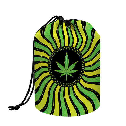 Psychedelic Cannabis Leaf Print Drawstring Makeup Bag