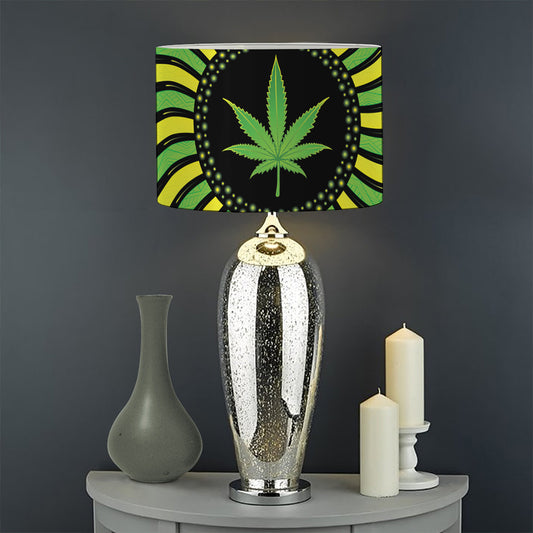Psychedelic Cannabis Leaf Print Drum Lamp Shade