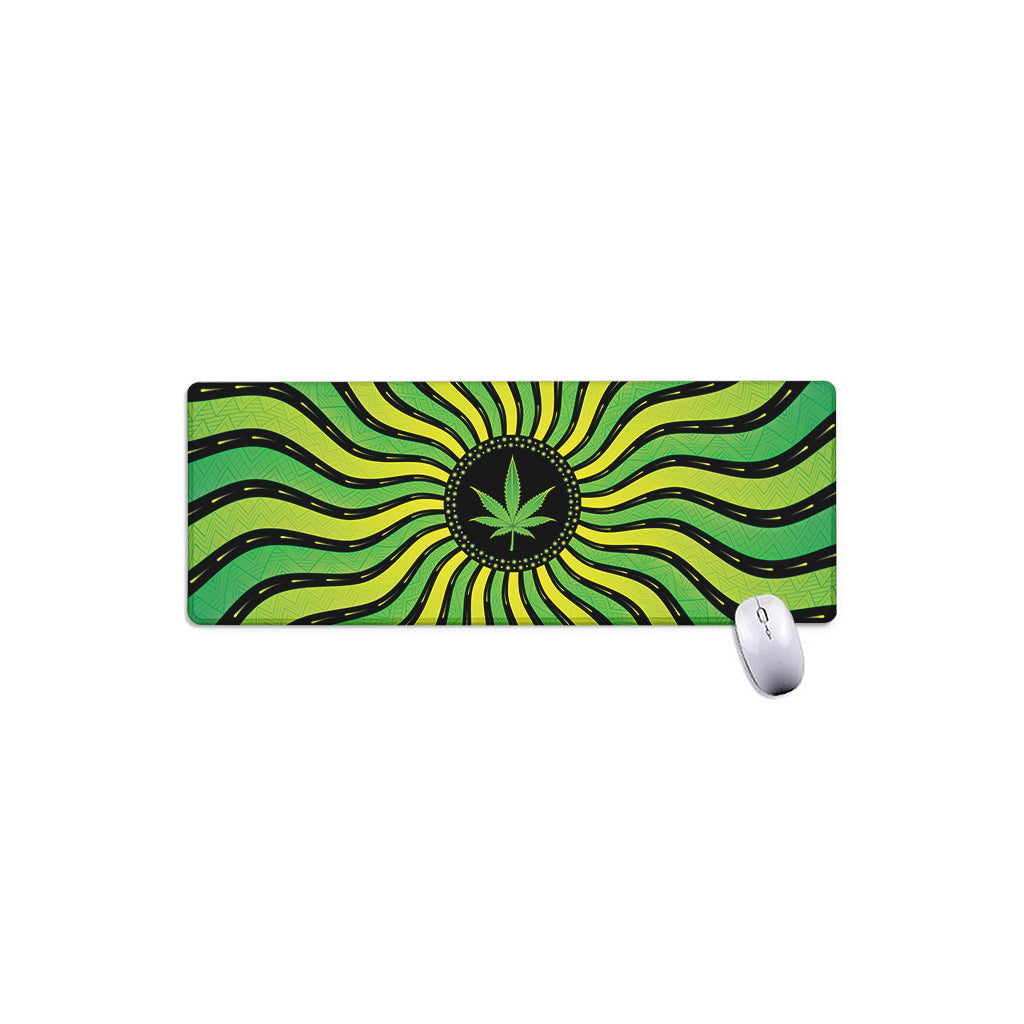 Psychedelic Cannabis Leaf Print Extended Mouse Pad
