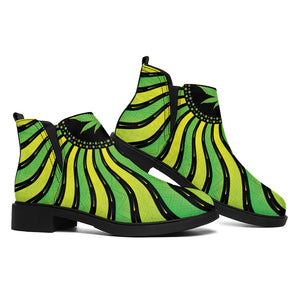 Psychedelic Cannabis Leaf Print Flat Ankle Boots