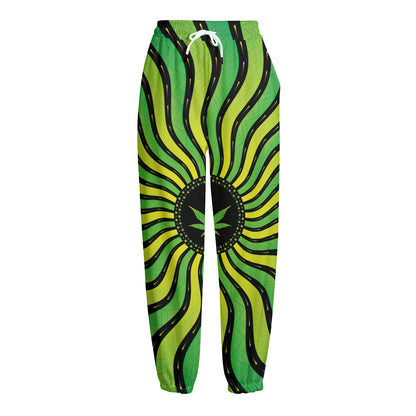 Psychedelic Cannabis Leaf Print Fleece Lined Knit Pants