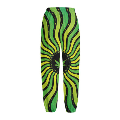 Psychedelic Cannabis Leaf Print Fleece Lined Knit Pants