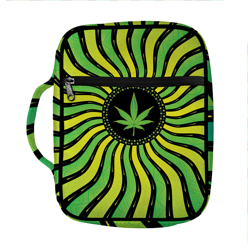 Psychedelic Cannabis Leaf Print Front Pocket Bible Bag