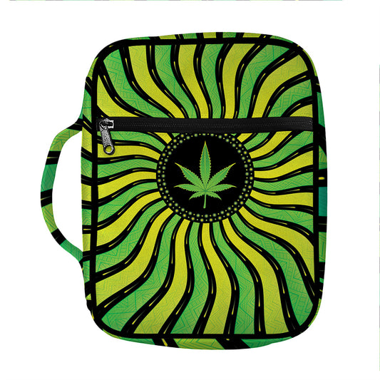 Psychedelic Cannabis Leaf Print Front Pocket Bible Bag