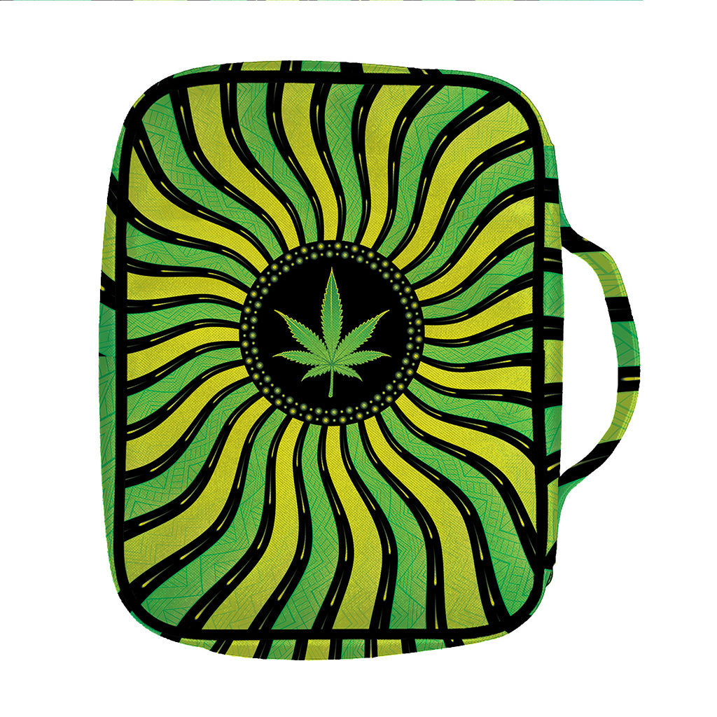 Psychedelic Cannabis Leaf Print Front Pocket Bible Bag