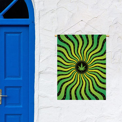 Psychedelic Cannabis Leaf Print Garden Flag