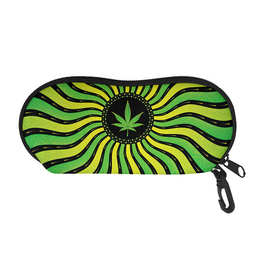 Psychedelic Cannabis Leaf Print Glasses Case