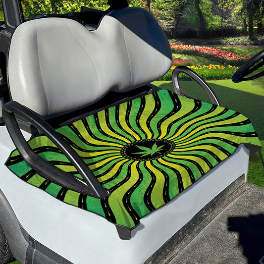 Psychedelic Cannabis Leaf Print Golf Cart Seat Cover