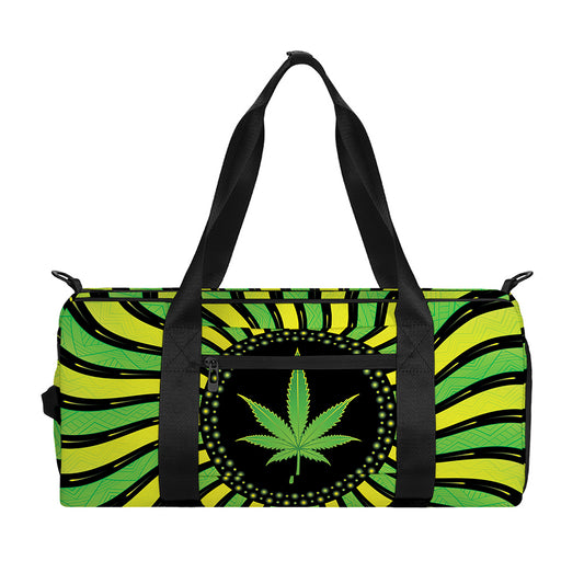 Psychedelic Cannabis Leaf Print Gym Bag