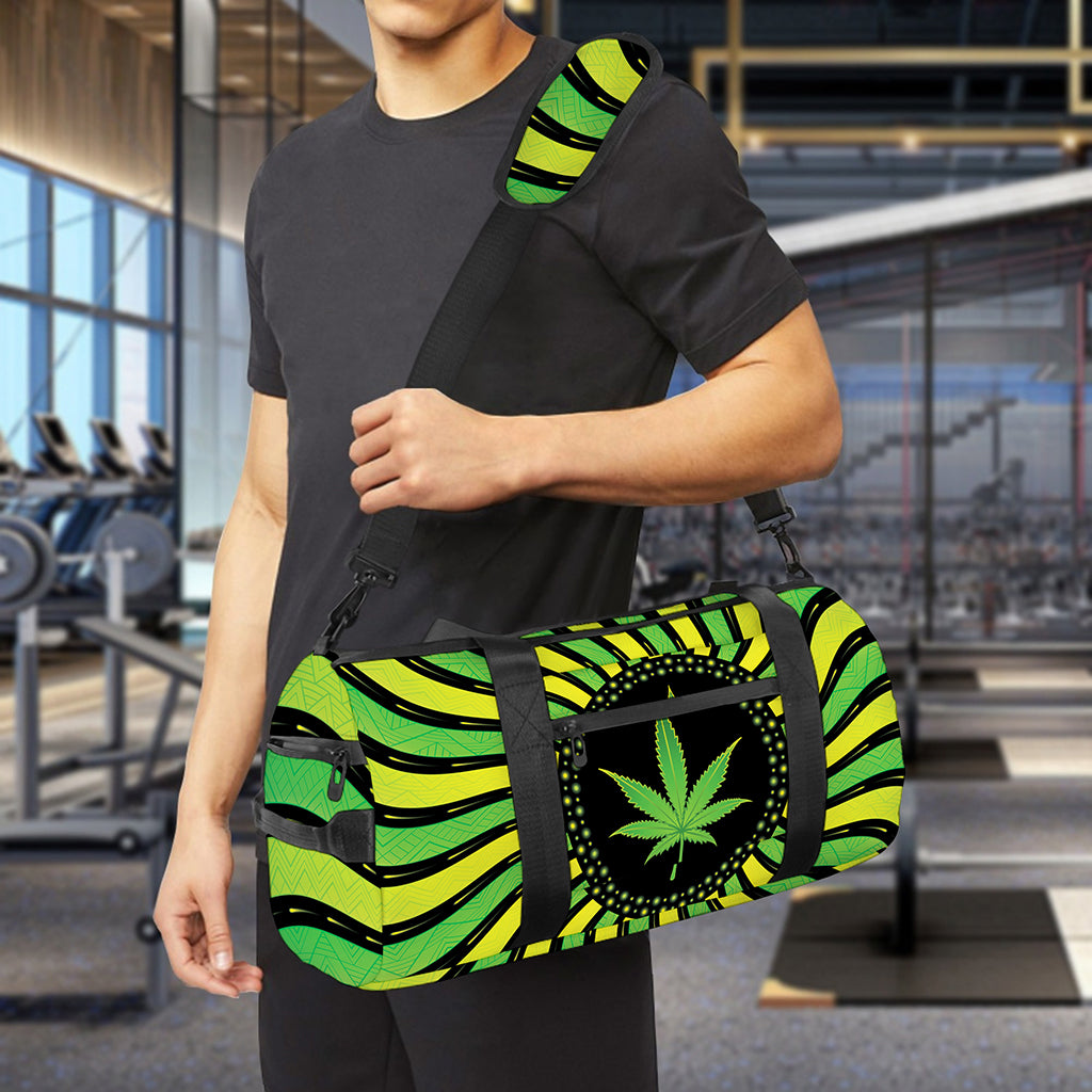 Psychedelic Cannabis Leaf Print Gym Bag