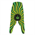Psychedelic Cannabis Leaf Print Hammer Pants