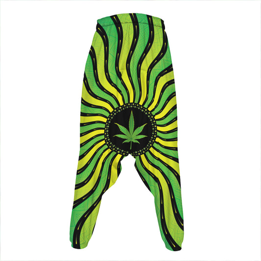 Psychedelic Cannabis Leaf Print Hammer Pants