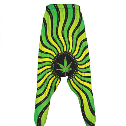 Psychedelic Cannabis Leaf Print Hammer Pants