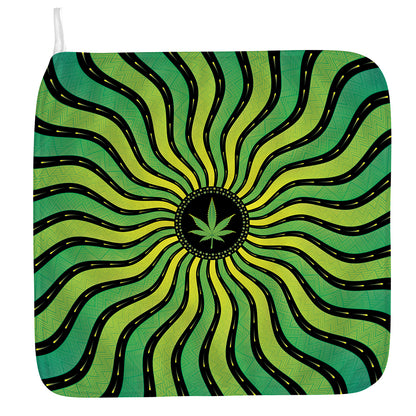 Psychedelic Cannabis Leaf Print Hand Towel