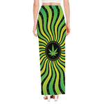 Psychedelic Cannabis Leaf Print High Slit Maxi Skirt