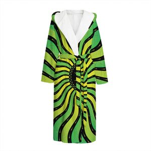 Psychedelic Cannabis Leaf Print Hooded Bathrobe