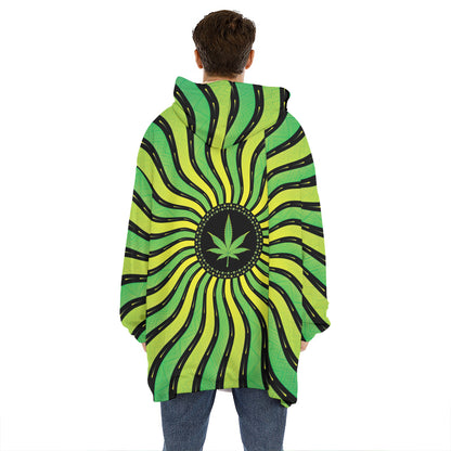 Psychedelic Cannabis Leaf Print Hoodie Blanket