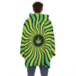 Psychedelic Cannabis Leaf Print Hoodie Blanket