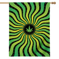 Psychedelic Cannabis Leaf Print House Flag