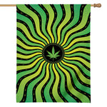 Psychedelic Cannabis Leaf Print House Flag
