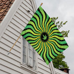 Psychedelic Cannabis Leaf Print House Flag