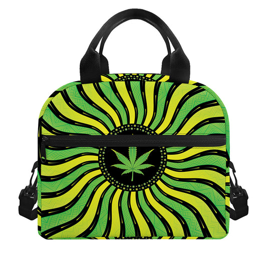Psychedelic Cannabis Leaf Print Insulated Lunch Bag