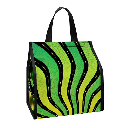 Psychedelic Cannabis Leaf Print Insulated Lunch Tote