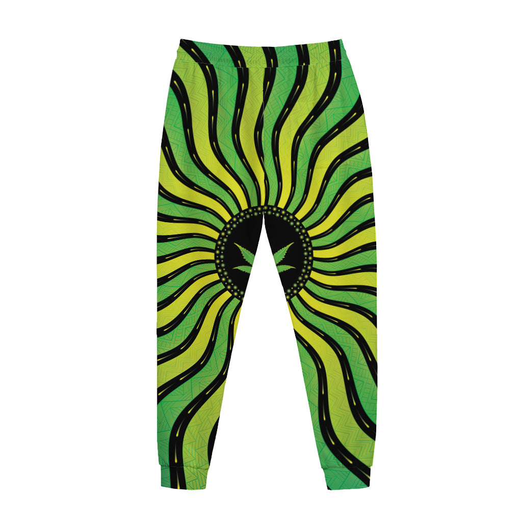 Psychedelic Cannabis Leaf Print Jogger Pants