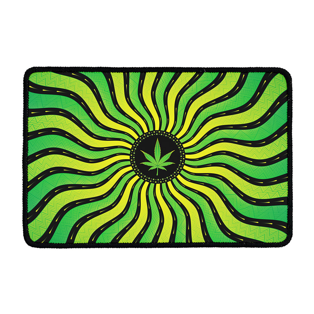 Psychedelic Cannabis Leaf Print Kitchen Mat
