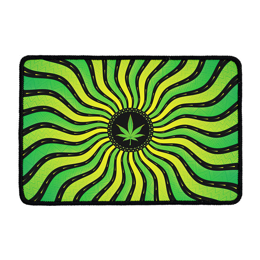 Psychedelic Cannabis Leaf Print Kitchen Mat