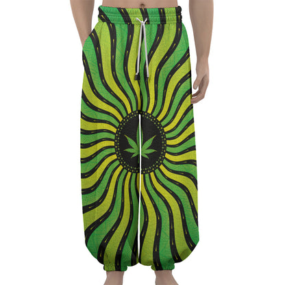 Psychedelic Cannabis Leaf Print Lantern Pants