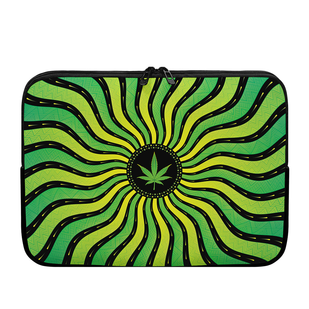 Psychedelic Cannabis Leaf Print Laptop Sleeve