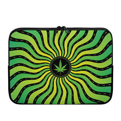 Psychedelic Cannabis Leaf Print Laptop Sleeve