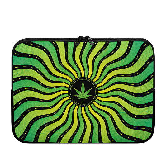 Psychedelic Cannabis Leaf Print Laptop Sleeve