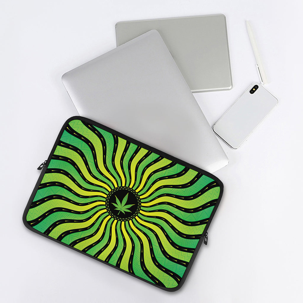 Psychedelic Cannabis Leaf Print Laptop Sleeve