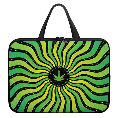 Psychedelic Cannabis Leaf Print Laptop Sleeve With Handle