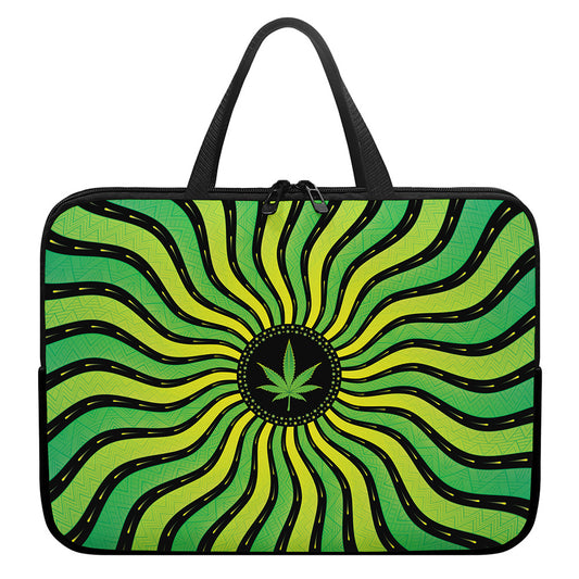 Psychedelic Cannabis Leaf Print Laptop Sleeve With Handle