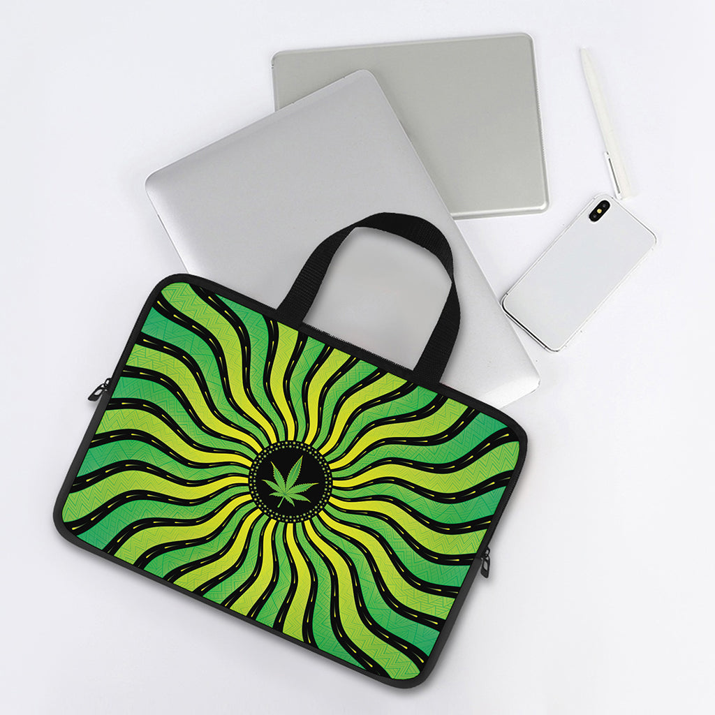Psychedelic Cannabis Leaf Print Laptop Sleeve With Handle