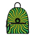 Psychedelic Cannabis Leaf Print Leather Backpack