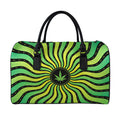 Psychedelic Cannabis Leaf Print Leather Duffel Bag